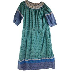 Indian Cotton Sundress by Indus Vintage 70s Patchwork Peasant Dress Size Medium